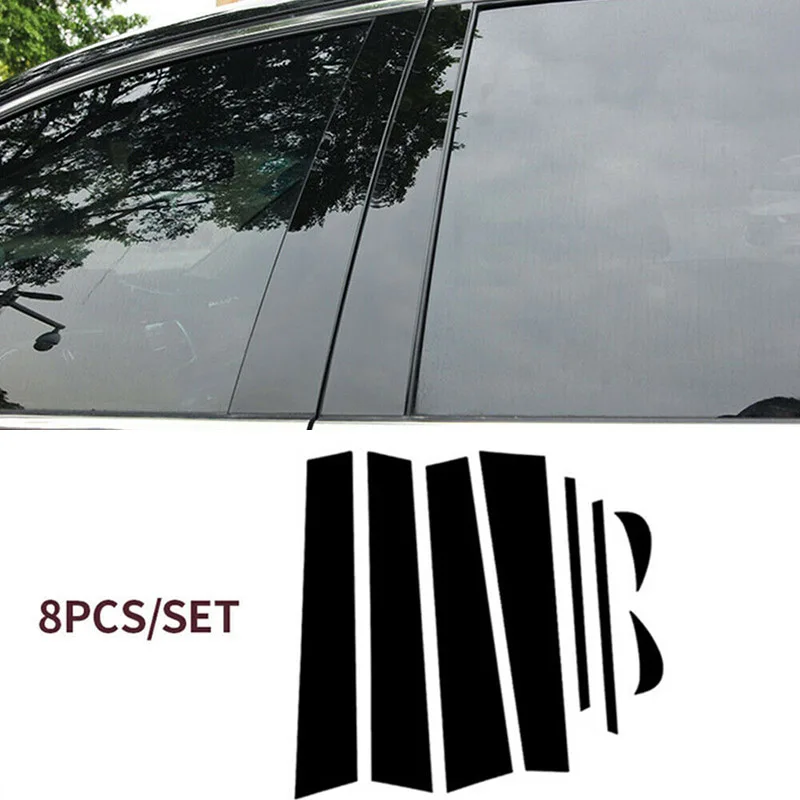 

8pcs/Set BC Pillar Cover Door Car Window Black Trim Strip PVC Practical Easy To Install New For Toyota Camry 2018