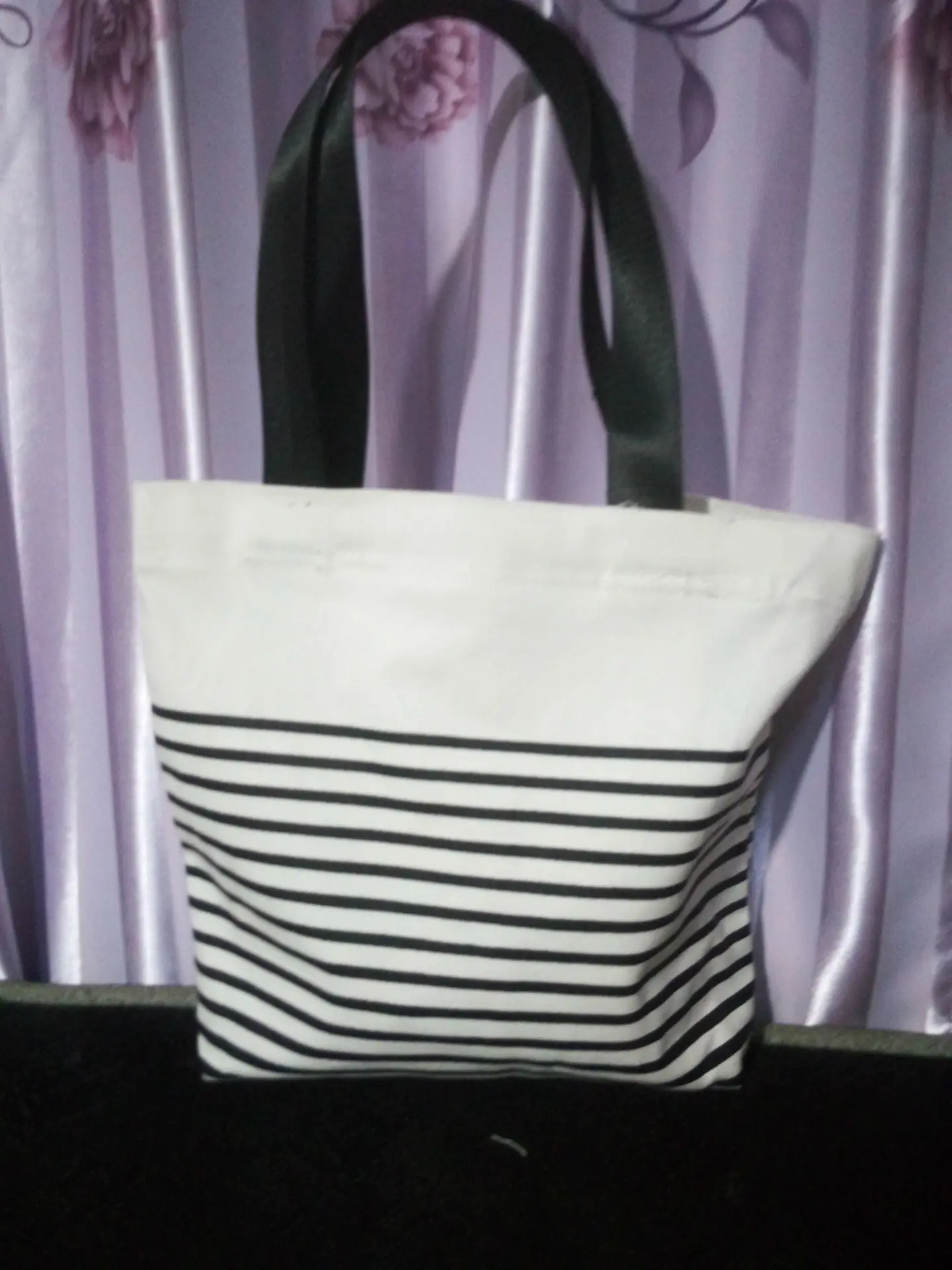 Trending-Korean Style Stripes Navy Style Large-Volume Shoulder Bag/ Hand Bag Women’s Canvas Handbag School Bag Environmentally F