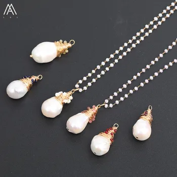 

Fashion Women White Baroque Pearl Water Drop Pendant Gold Necklace For Women Handmade Jewelry Gift MY-16AMAH
