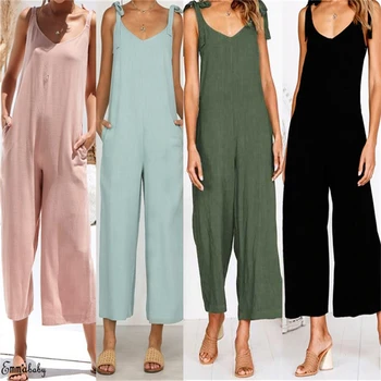 

Fashion women solid fresh overalls jumpsuits vogue candy color summer casual rompers trousers playsuit woman Backless jumpsuit