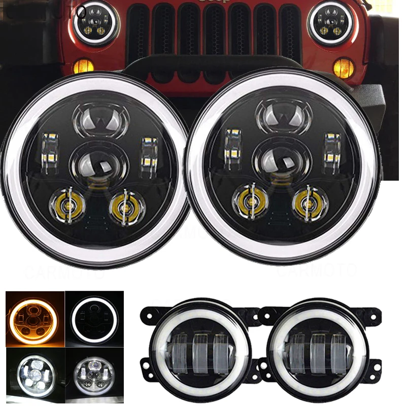 Светодиодная противотуманная фара для jeep 7 дюймов 4 дюйма 30 Вт Toyota FJ Cruiser Hummer Mazda MIATA