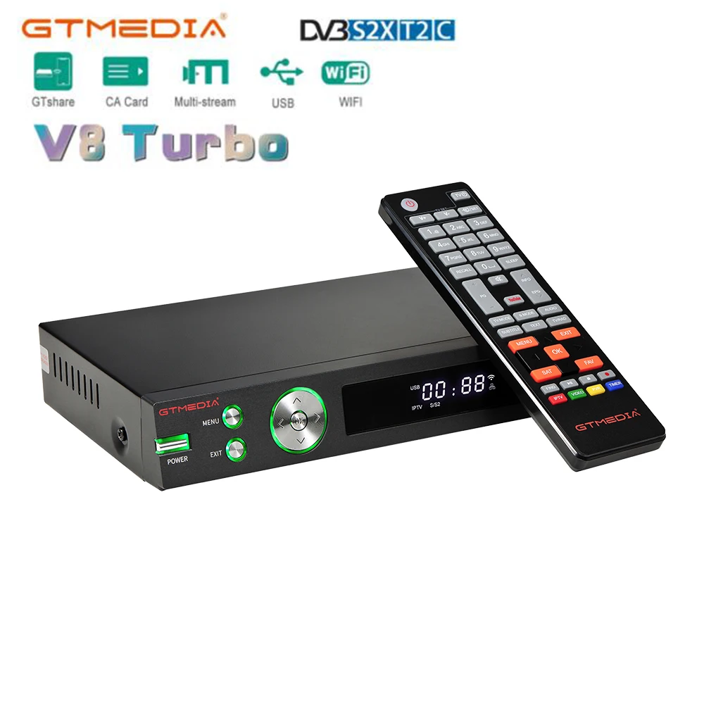 GTMEDIA V8 Turbo DVB T2/C/S2/SX2 Combo Set Top Box H.265 HEVC Satellite Receiver DVB-T2 1080P MultiStream/T2MI Decoder | Электроника