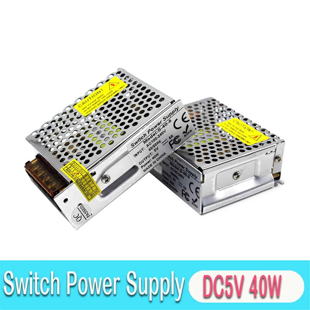 Переменный импульсный источник питания DC 5V 8A 40W Трансформатор 100-240V AC к DC5V SMPS для