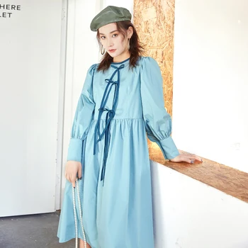 

Women Casual Dress 2020 Spring And Summer O-Neck Loose Mid-Calf Chiffon Female Dresses