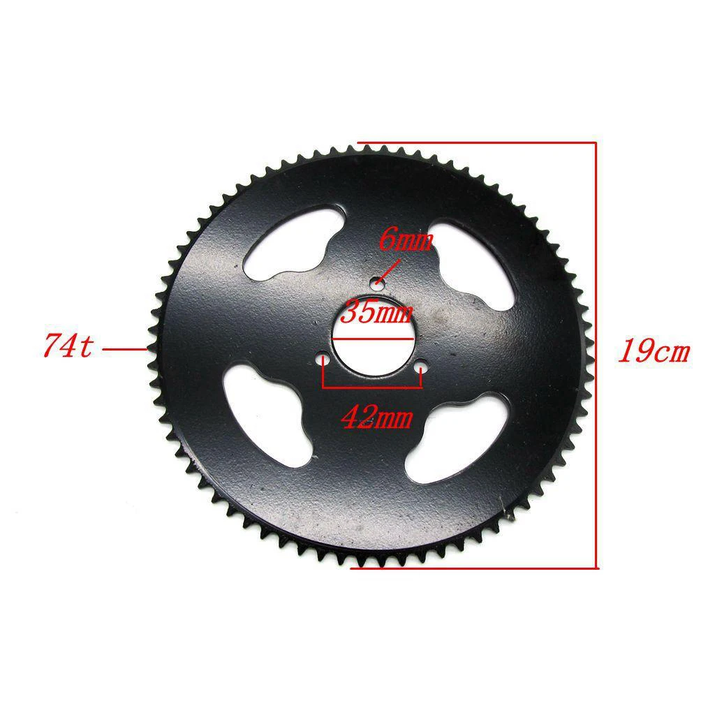 Motorcycle Sprocket Kit Drive System T8F-74T 35mm Rear Sprocket for Mini Motorcycle 47cc 49cc Motorbike