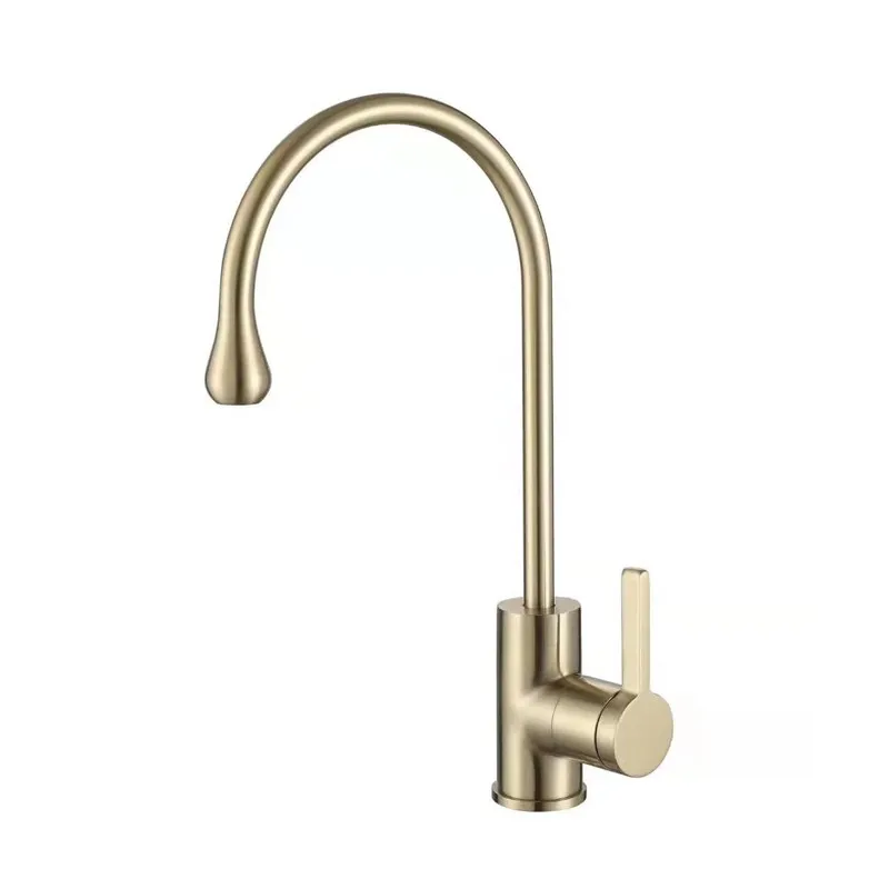 

Kitchen Faucets Hot & Cold Solid Brass Sink Mixer Tap Single Handle Single Hole Deck Mounted Rotating Brushed Gold/Black/Chrome