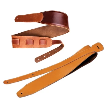

New 2 Pcs Genuine Cow Leather Cowhide Soft Durable Guitar Strap Acoustic Electric Guitar Strap Bass Strap Adjustable Guitar Belt
