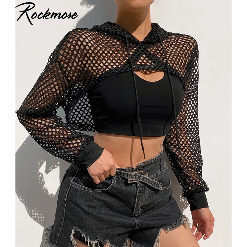 Rockmore Seksi Hitam Mesh Fishnet Top 
