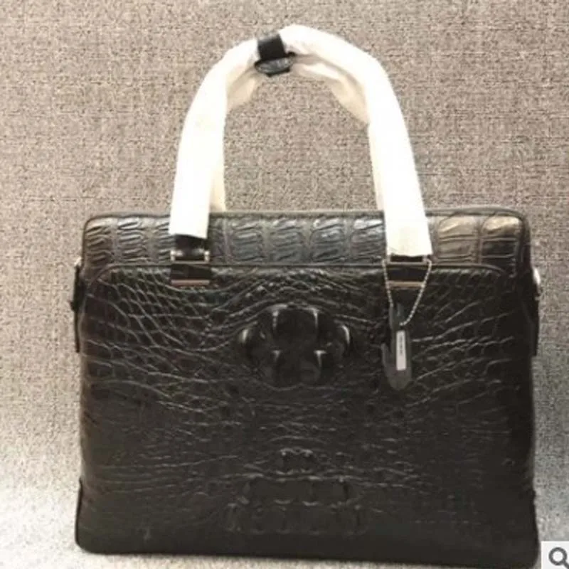 

XHPJ Thai Nile crocodile skull leather man business briefcase double zipper multilayer practical handbag can be aslant across