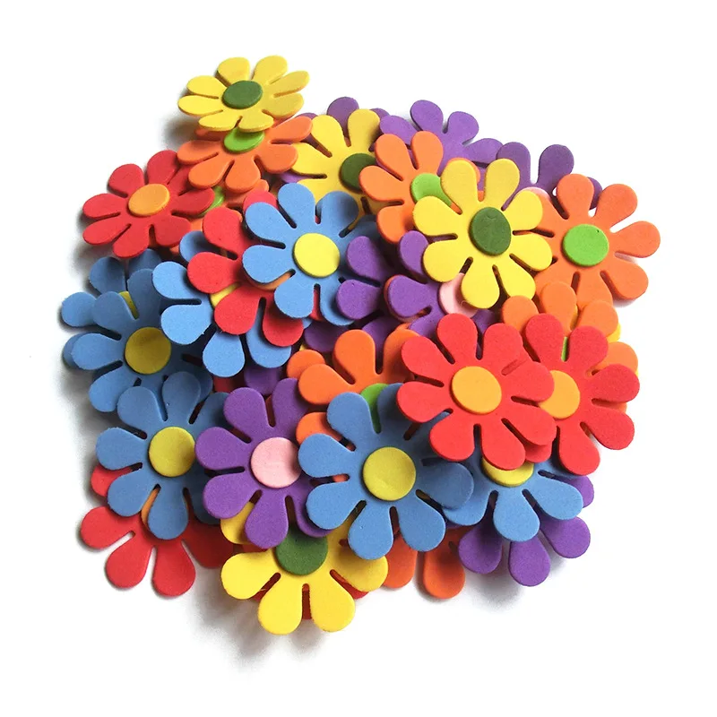 T-N Decorative EVA Foam Colorful Flowers Handmade Wall Stickers Toys Grass Room Children Learning Educational Party Decor DIY