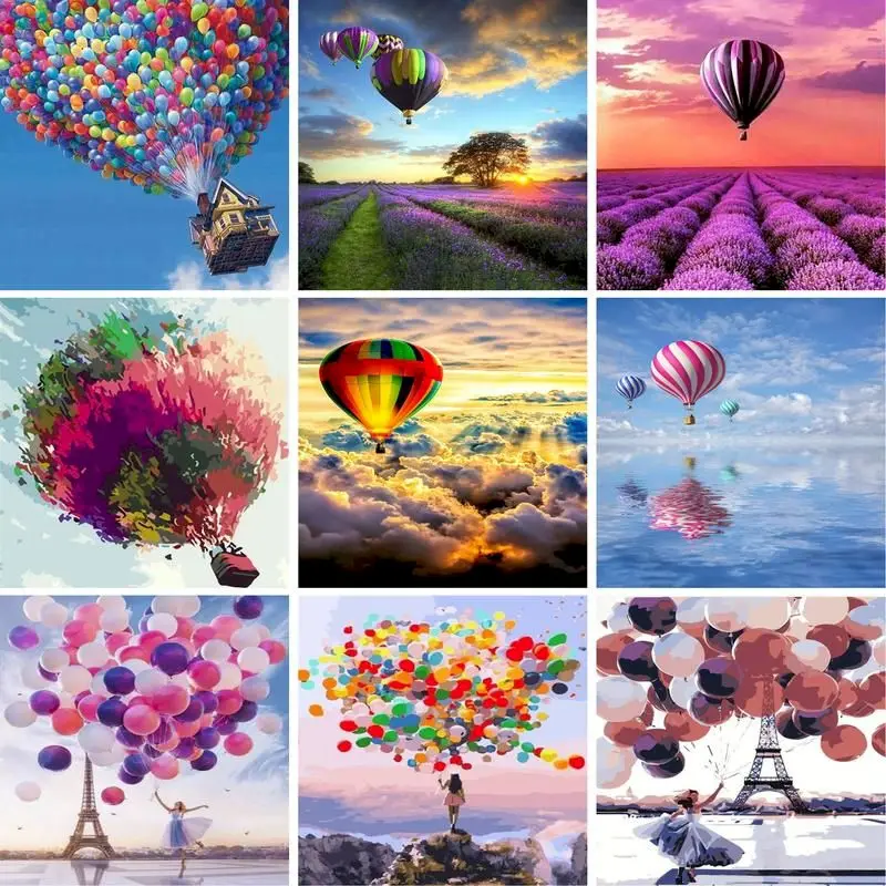 Canvases Paint Numbers Balloons  Hot Air Balloons Paint Numbers - Pictures  Number - Aliexpress