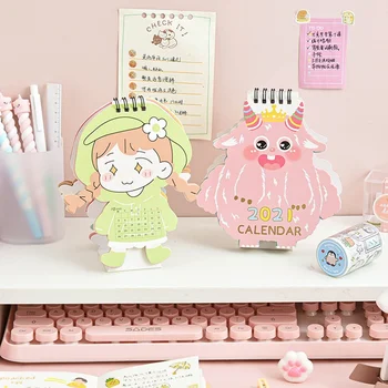 

2021Cartoon Animal Unicorn Desktop Calendar Double Schedule Schedule Planner Annual Kawaii Agenda Table Calendar Office Supplies