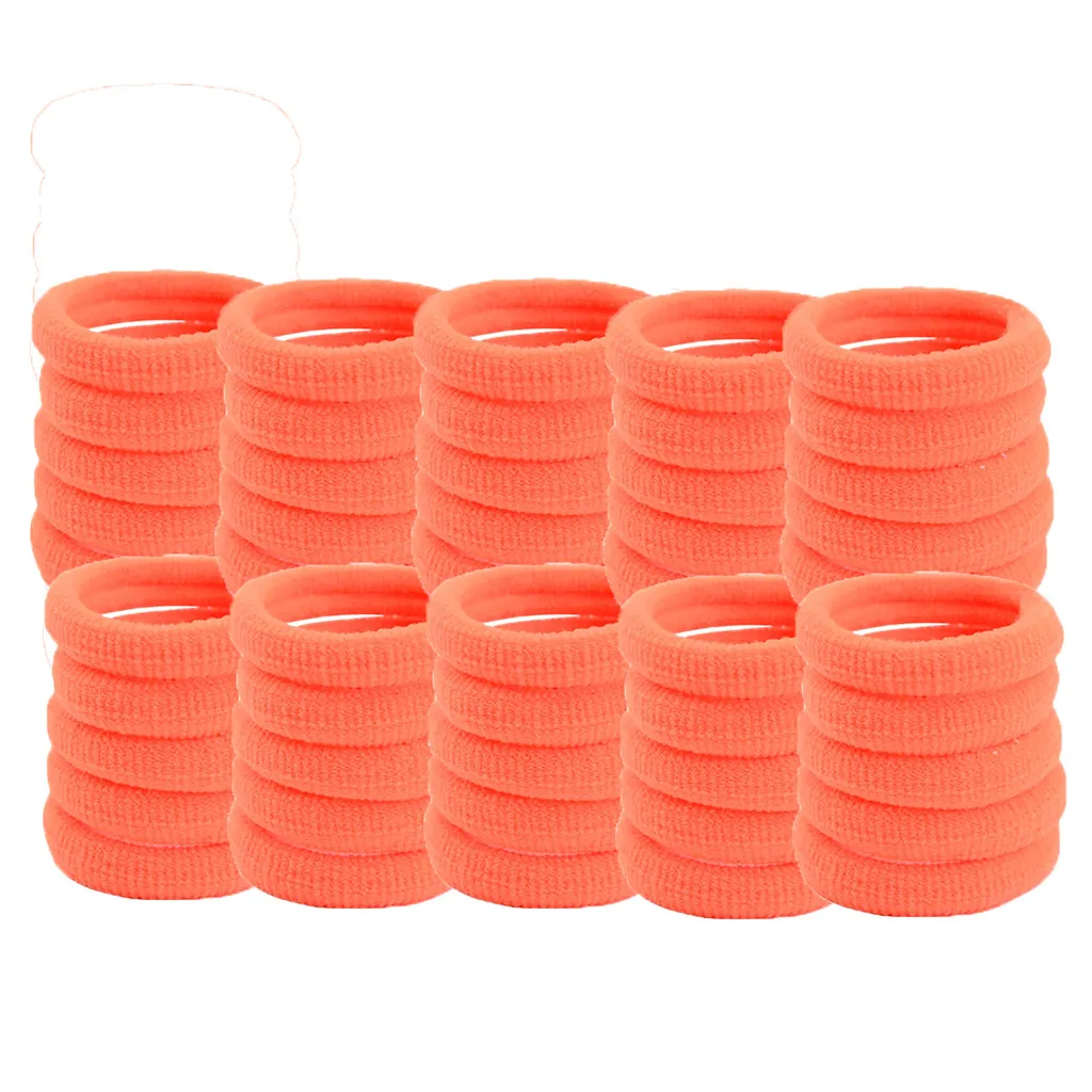 F 50Pcs Hair Band Ties Rope Ring Elastic Hairband Ponytail Holder for Girls Hair Accessories#YL5 - Color: F