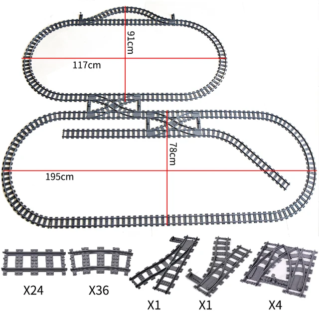 City Trains Flexible Switch Railway Tracks Rails Crossing Forked Straight Curved Building Block Bricks Toys Compatible with 7996 1