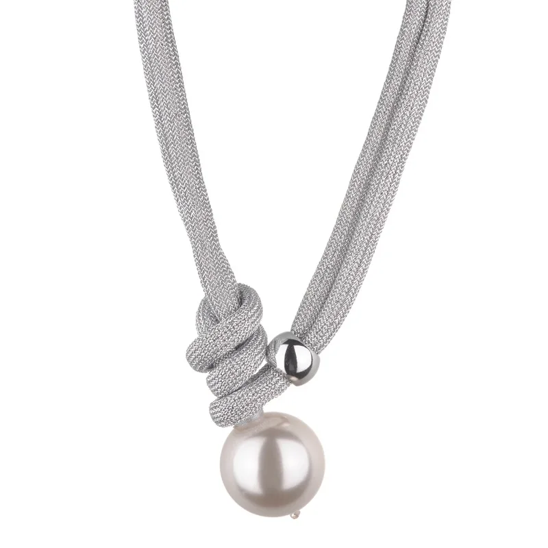 Резиновые Большие имитация жемчуга Чокеры ожерелья для женщин Мода толстая веревка регулируемая подвеска ожерелья ювелирные изделия
