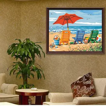 

40*50cm Diy Digital Painting Leisure Beach By Numbers Paint Decoration Picture Modern Acrylic By Art For Gift Wall Kit Numb K7T3