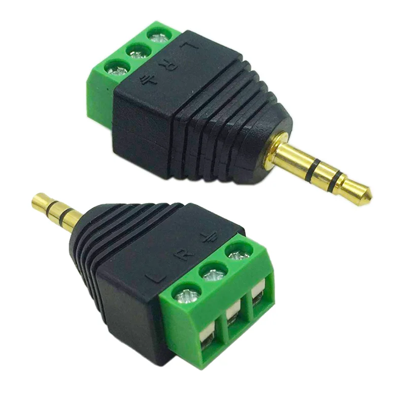 3.5mm 3 pole stereo audio video male to 3 headphone adapter screw terminal (2) - 副本