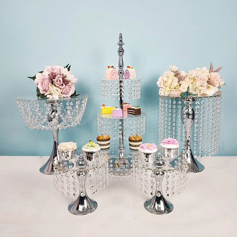 5pcs /lot Acrylic cake stand cupcake tray 3 tiers clear mirror holder | Дом и сад
