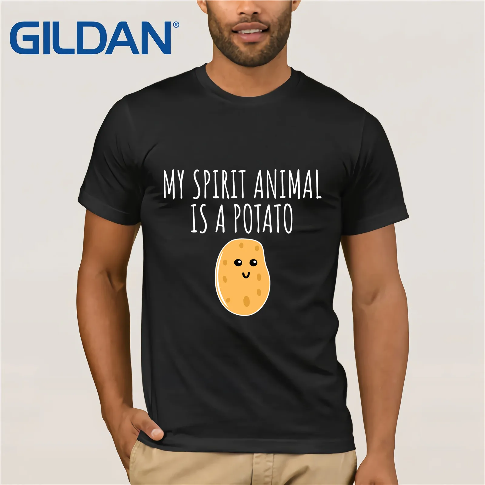 My Spirit Animal Is A Potato Shirt Cute T 2020 Summer Men's Short Sleeve T-Shirt Funny Tees Cotton Tops | Мужская одежда