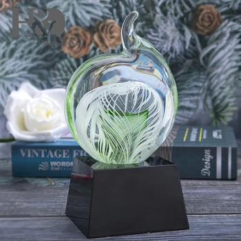 

H&D Crystal Awards Trophies Customize Laser Engraving Sports Anniversary School Glass Trophy Green Encourage Souvenir Gift