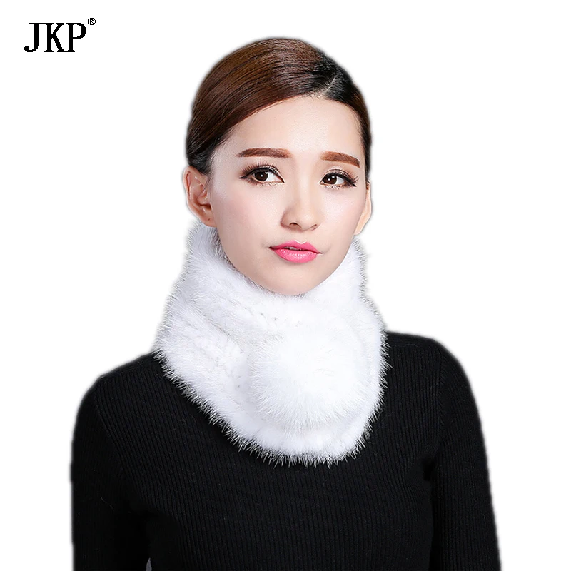 

JKP 2019 New 100% Natural Mink Fur Scarf for Women Keep Warm Real Fur Collar Winter Autumn luxury Fashion Mink Scarves Shawl