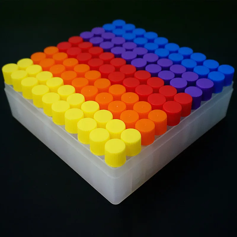 100 Pieces Plastic 1.8ml Freezing Tube + One Piece 100 Vents Plastic Freezing Tube Storage Box For Experiment