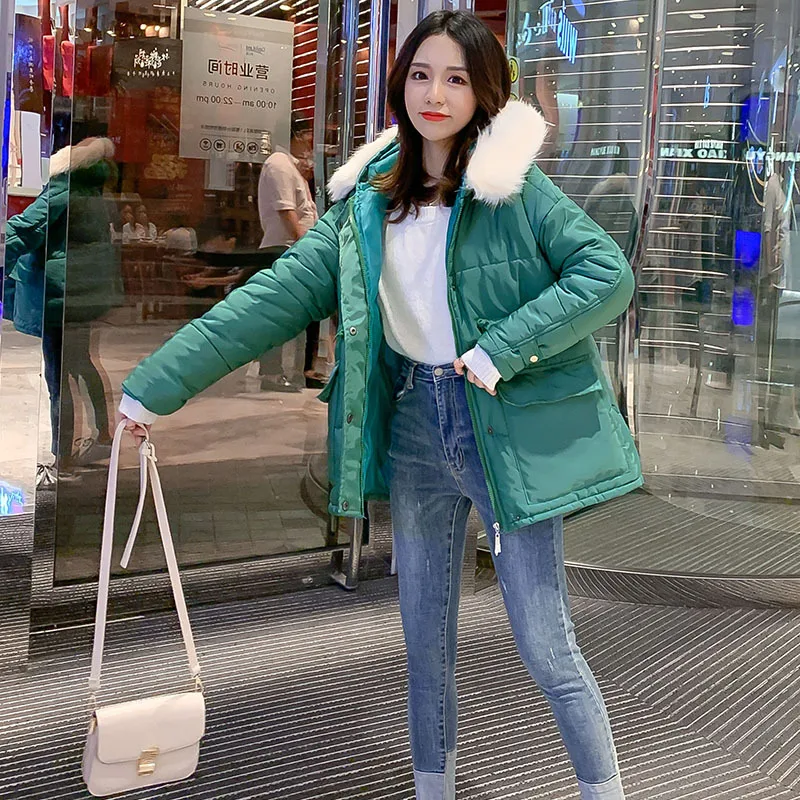 

[Photo Shoot] New Style Fashion Winter Short Bread fu da Fur Collar Loose-Fit Thick Cotton-padded Clothes Cotton-padded Jacket C