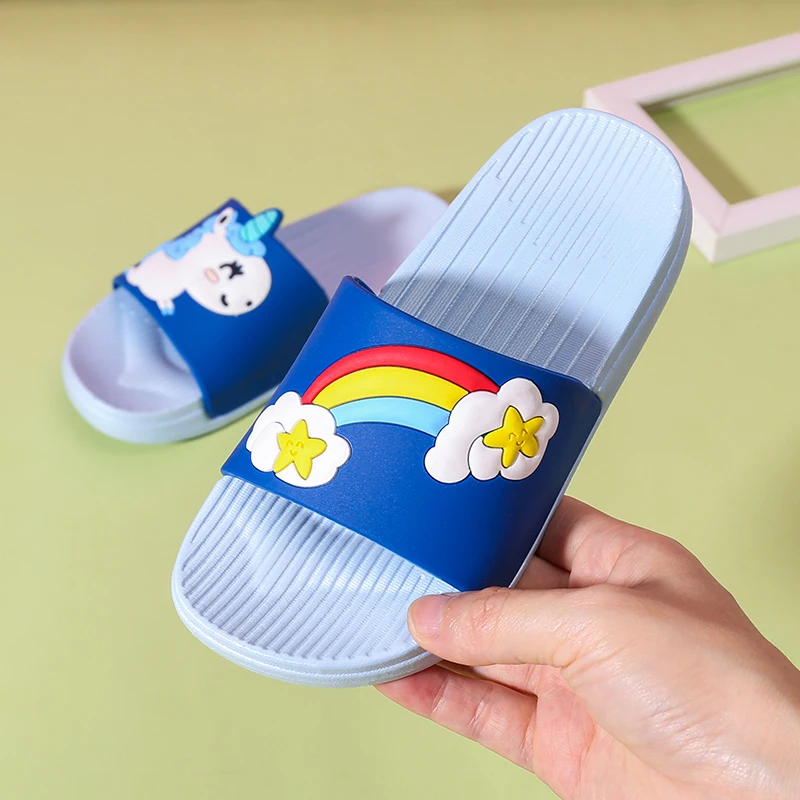 Unicorn Slippers For Boy Girl Cartoon Rainbow Shoes 2019 Summer Todder Flip Flops Baby Indoor Slippers Beach Swimming Slipper