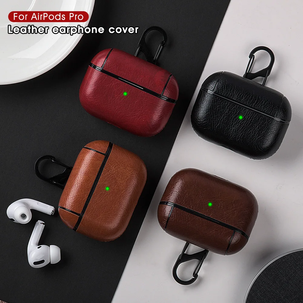 PU Leather Case for Airpods Pro Luxury Protective Cover with Anti-lost Buckle for AirPods 3 2 1 Pro 3 2 Headphone Earpods