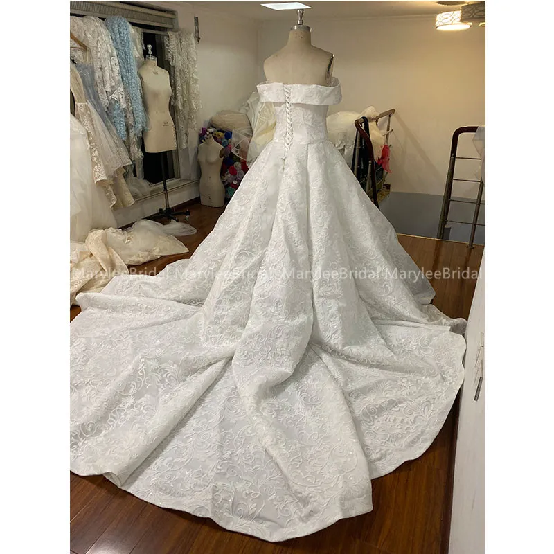 Vestidos De Novia Новое роскошное Мехико свадебное платье с открытыми плечами кружевное цветочное Сверкающее свадебное платье с королевским шлейфом robe de mariee
