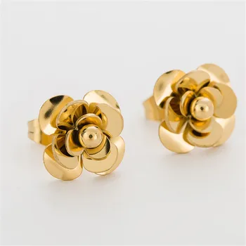 

2020 New Fashion Sweet Camellia Titanium Steel Earrings Crystal from Swarovskis 2 Colors Fit Women and female As Lovely Gifts