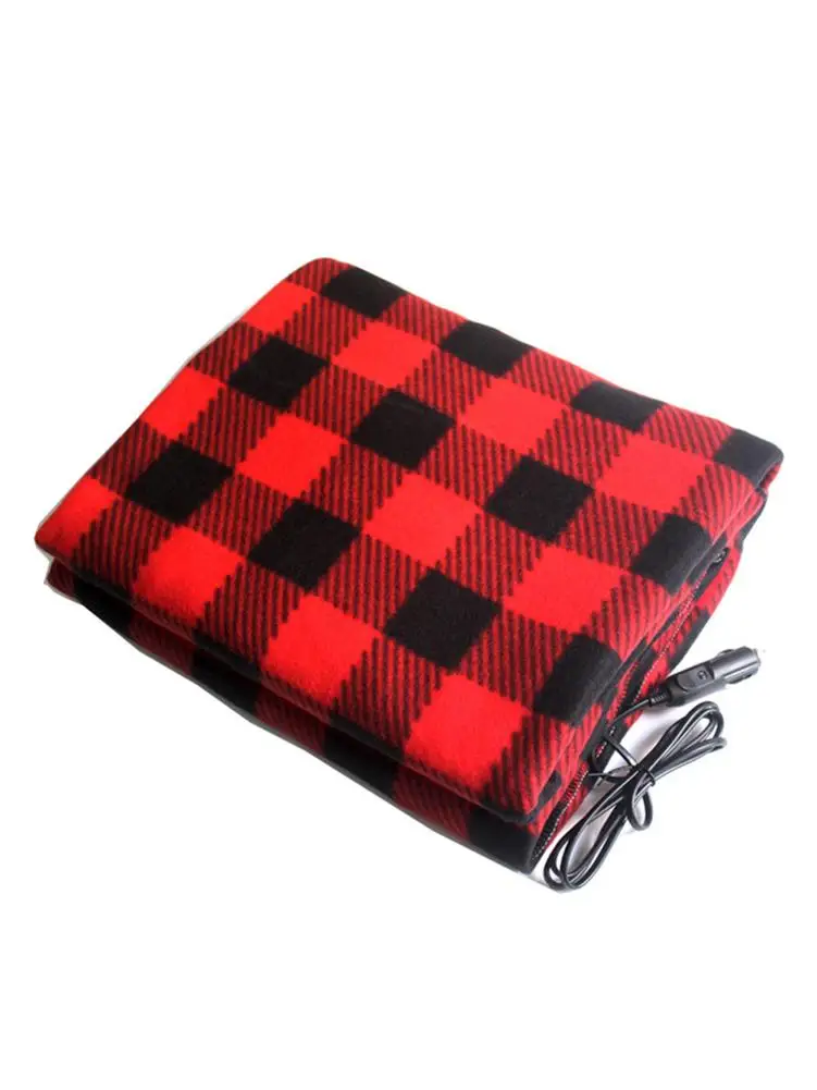 12V Car Truck Heated Blanket Electric Fleece Lattice Travel Heating Blanket Auto Electrical For Car Constant Temperature