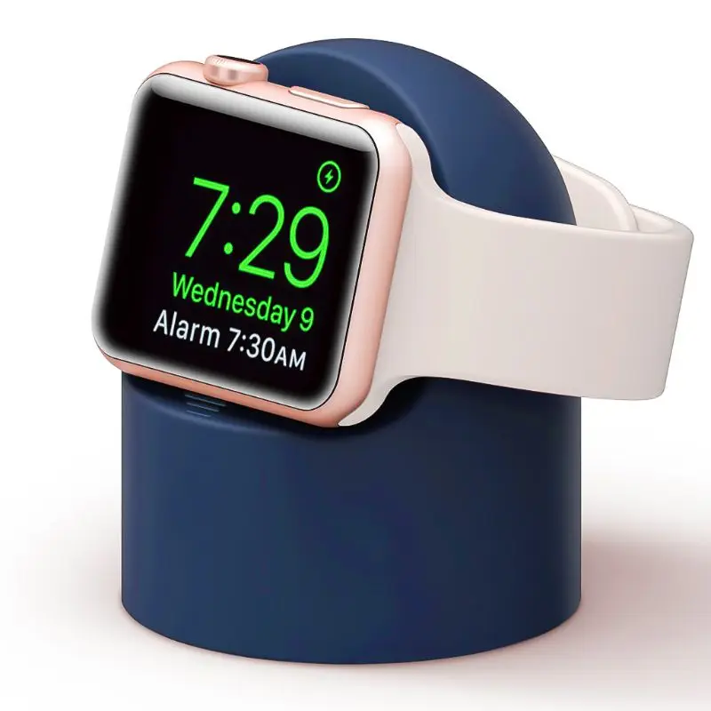 Dark Blue Зарядное устройство гору силиконовый держатель Dock для Apple Watch Series 4/3/2/1 44mm/42mm/40 мм/38 мм зарядный кабель - Цвет: Dark Blue