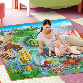 

Children Kids Baby Crawling Blanket Carpet Rug City Life Learn To Walk Road Traffic Play Mat Home Hot Sales
