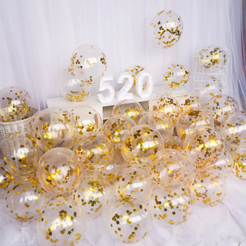 

5pcs Transparent Balloons Rose Gold White Confetti Balloon Inflatable Helium for Wedding Birthday Party Globos Latex Balloons