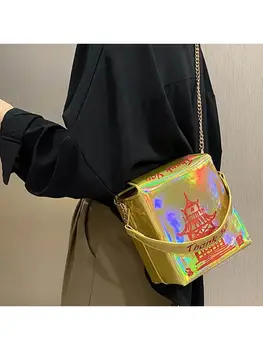 

Women PU Tower Print Handbag Holographic Shoulder Crossbody Bag Tote Satchel X7XC