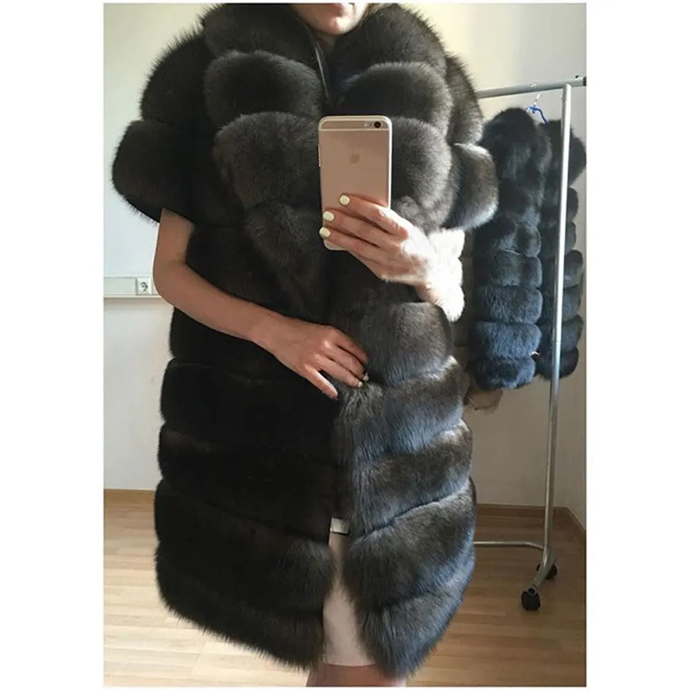 Новое натуральное пальто из натурального Лисьего меха зимняя женская длинная стильная натуральная меховая куртка женская качественная натуральный мех лисы пальто