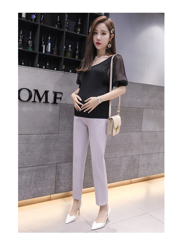 Pregnant trousers spring- summer trousers for maternity work pregnant women's suit straight pants maternity clothes for women