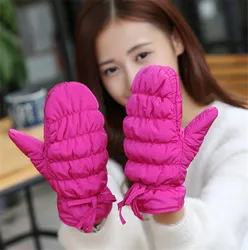 Winter Outdoor Gloves Female New Thickened Fashion Pure Color Riding Skiing Sports Warm Anti Skid Windproof Accessories Mittens