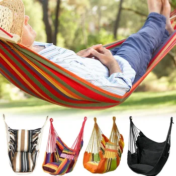 

Hammock Chair Swing Chair Seat Travel Camping Hanging for Outdoor Garden Adults Kids H7JP