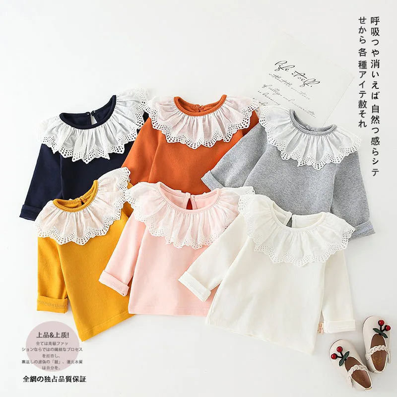 Осенняя футболка с длинными рукавами для девочек блузки однотонная детская