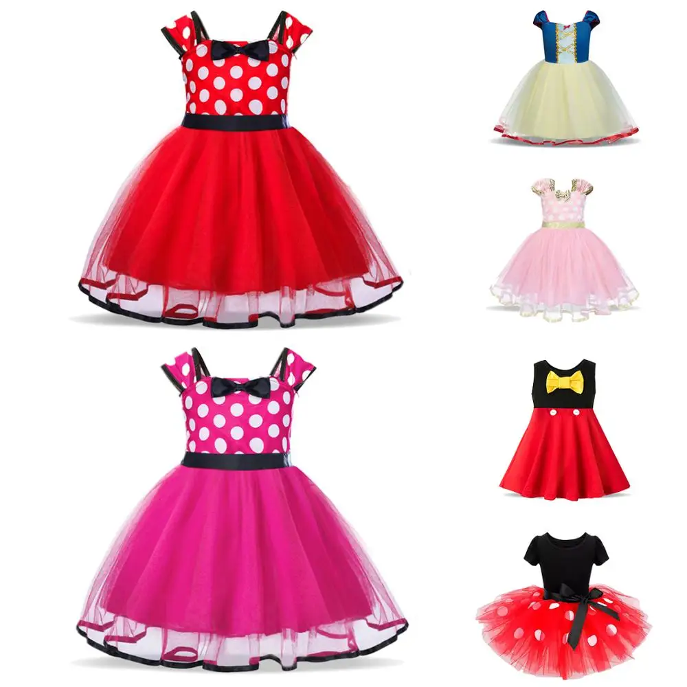 

Fancy Minnie Mouse Dress for Girl Halloween Snow White Costume Kids Dresses for Girls Polka Dot Costume 2 6 Years Children Wear