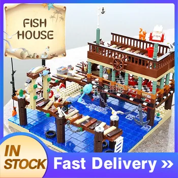 

UG-30101 Old Creator Fishing House Set Pier Building 1402pcs Blocks Bricks Child Birthday Educational Toy Gifts