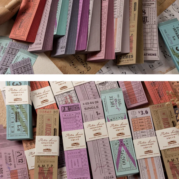 Vintage Travel Tickets Writable Washi Tape set DIY Decoration Scrapbooking Masking Adhesive Tape Label sticker stationery