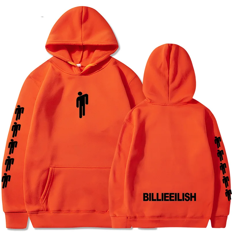 Orange 01 Billie Eilish, модные толстовки с принтом для мужчин/женщин, толстовки с капюшоном и длинным рукавом,, повседневные трендовые уличные толстовки - Цвет: Orange 01