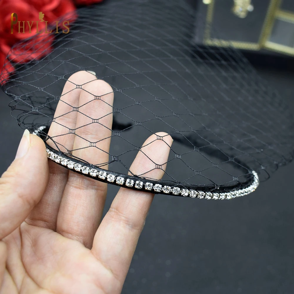 JM21 Handmade Birdcage Veil Diamond Blusher Veil White Black Headband Veil for Bridal Tiara Hair Accessories Face Veil JM21 Handmade Birdcage Veil Diamond Blusher Veil White Black Headband Veil for Bridal Tiara Hair Accessories Face Veil