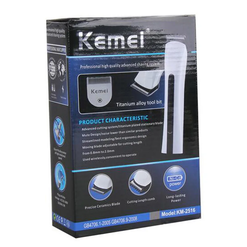 Kemei KM-2516 AC 220-240V EU Plug Беспроводная Регулируемая электрическая бритва для волос Бритва для бороды волос ножницы, кусачки триммер Уход за лошадьми