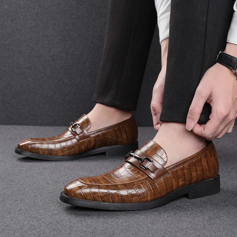 Men Shoes Crocodile Skin Fringe Slip On Pu Leather Casual Shoes Vintage  Loafers Fashion Moccasins Business Men Dress Shoes - Leather Casual Shoes -  AliExpress