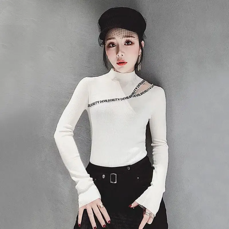 

Autumn 2019 European Style Sweaters Slim Half-high Collar Long-sleeved knit Bottoming Jumper Pull Clothes