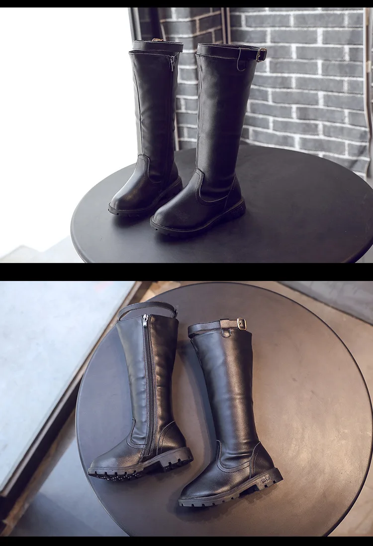 Детские сапоги обувь из искусственной pu кожи для девушек на осень-зиму ботинки на резиновой подошве для студентов высокое сапоги upper boots принцессы модные ботинки От 2 до 12 лет